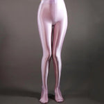 Women Leggings Stage Performance Glossy Shiny High Waist Fitness with Socks Stage Show Skinny Yoga Trousers Women Clothing