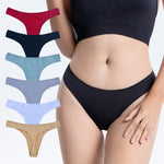 4Pcs/Set Cotton Panties Women Low-Rise Thong G-string Solid Breathable Stretchy Underwear Ladies Sexy T-back Lingerie M-XL