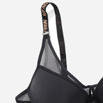 BEAUWEAR Mesh Breathable Lingerie Underwire Sport Bra with Letter Padded Underwear Push Up Bra