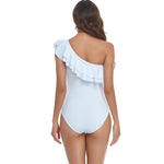 Sexy Ruffle One Piece Swimsuit Thong Swimwear Women 2024 White Monokini Wine Red Swim Suits High Cut One Shoulder Bathing Suit