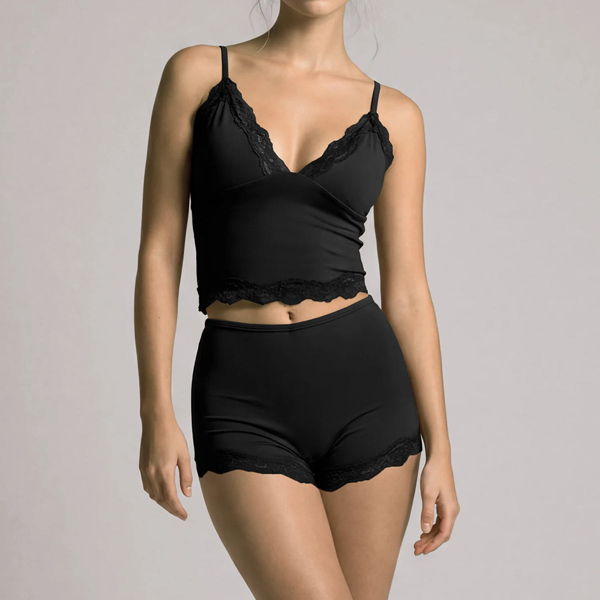 Lace V-neck Camisole Yoga Sets Women Black Hanging Neck Sports Tank Top Sportswear Gym Clothing High Waist Shorts Fitness Suits
