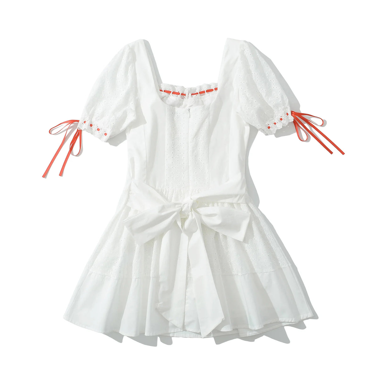 Foridol Bowknot White Summer Women's Dresses 2025 Square Collar Cotton Hollow Out Short Dress New in Vintage Beach Dress