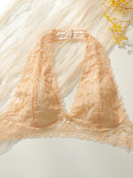 Women's full cup hanging neck push up bra without steel ring thin lace personality Lingerie beautiful back brassiere A561
