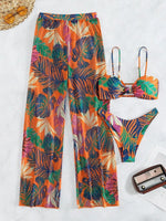 3 Pieces Strappy Bikini 2026 Women Printed Swimsuit Sexy Swimwear Female With Beach Pants Bathers Bathing Swimming Swim Suit