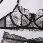 Toucheart Erotic Lingerie French Floral Embroidery See-through Mesh Push-up Underwire Sexy Body-shaping Thin Underwear Split Set