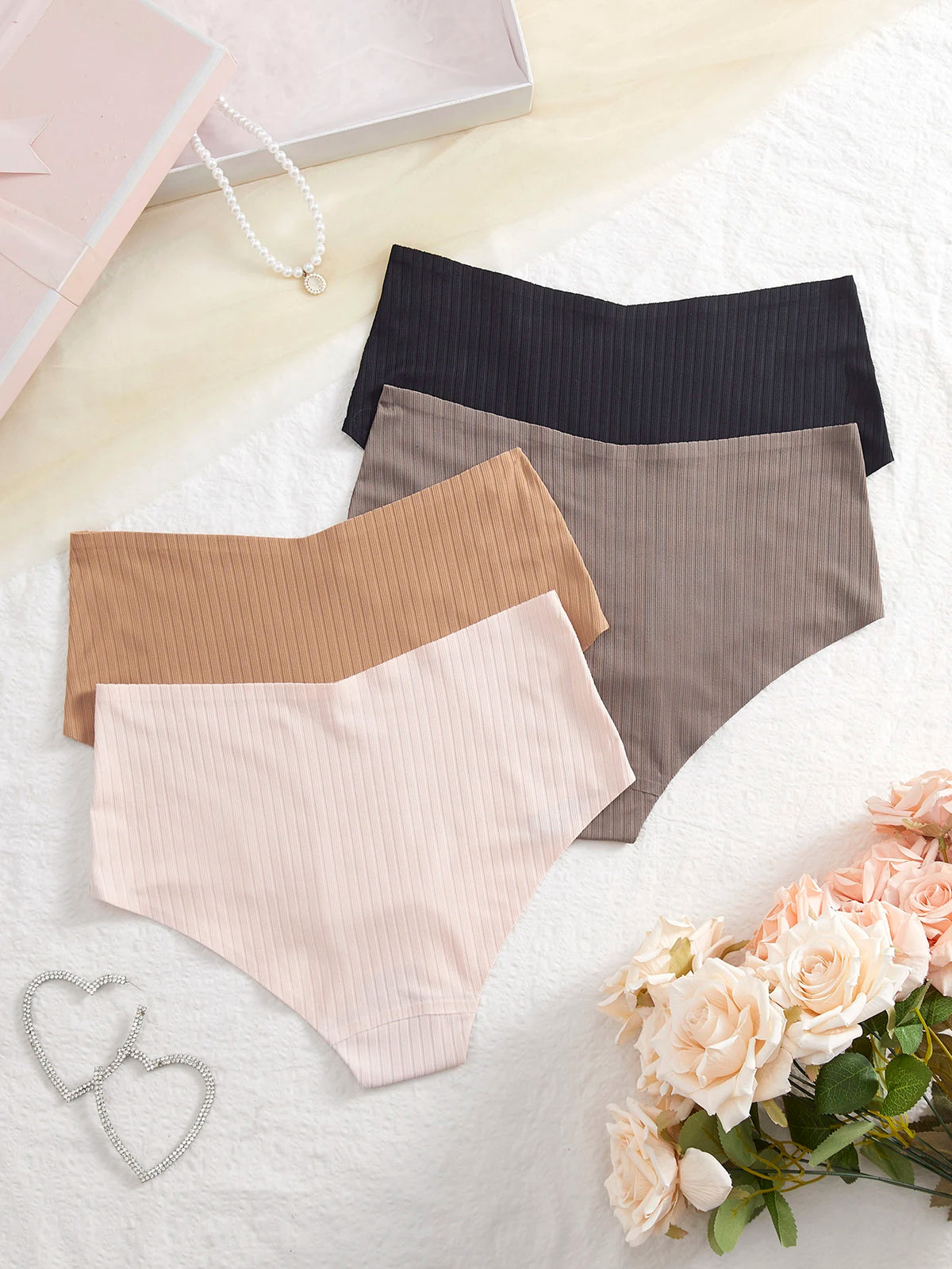 4Pcs Seamless Women Panties Ribbed High Waist Briefs Crotch Breathable Underwear Soft Stretchy Panties for Women