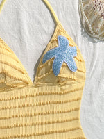 Sexy Holiday Swimwear Women 2026 Blue Sequin Starfish V Neck Hollow Out Backless Tummy Control Bathing Suit One Piece Swimsuit