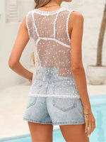 S - XXL Crochet Knitted Beach Wear Beachwear Female Women See Through Sleeveless Top Beach Cover Up Cover-ups Beach Top K8060