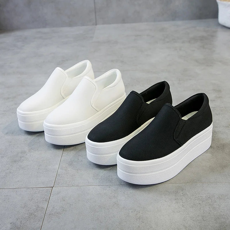 women flat platform canvas shoes canvas flats women casual shoes girls Student thick soled Loafers Lady Slip on 789