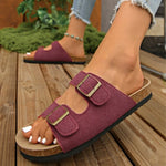 Women's Teen Mules New Spring and Summer Vintage Casual Slip-On Shoes Pu Upper Double Strap Half Slippers with