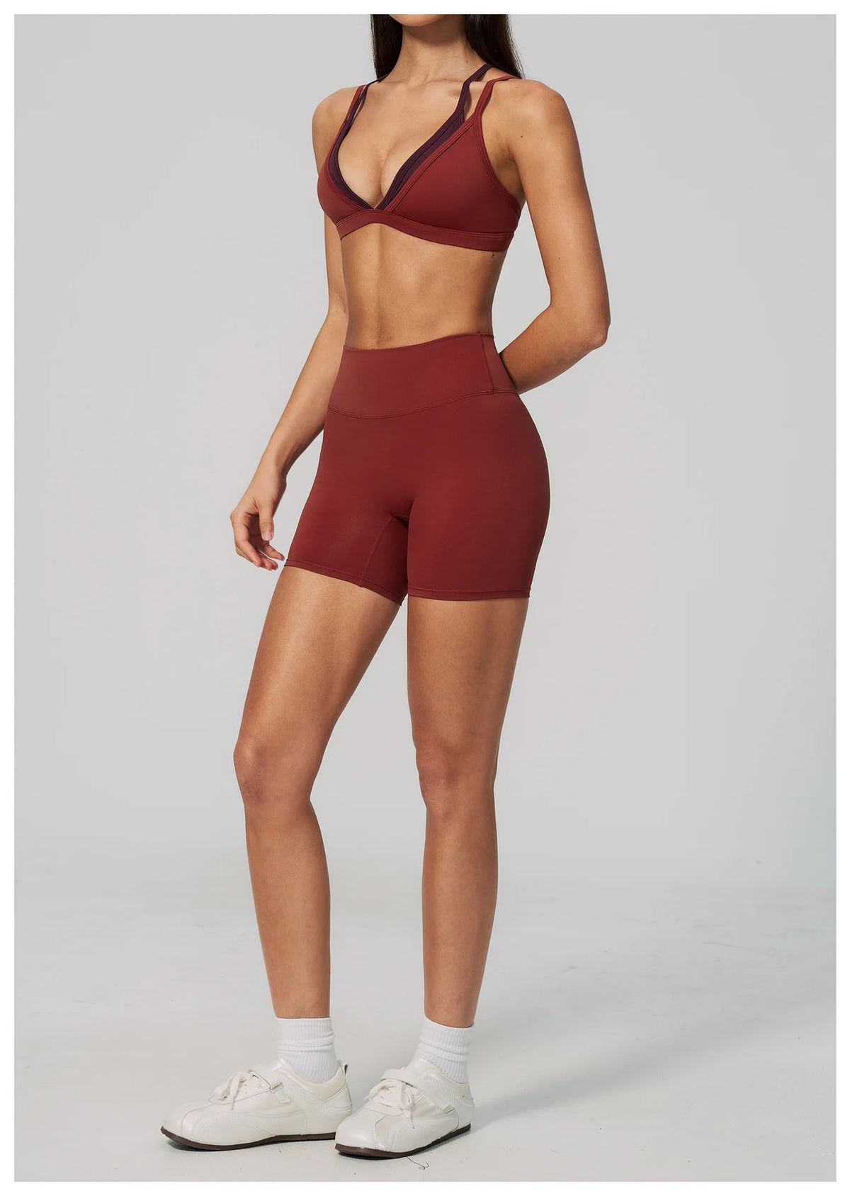 Women 2PCS Yoga Suit Double Strap Shockproof Sports Bra High Waist Tigh Short Fitness Suit Gym Running Leggings Tracksuits