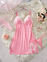 Light Purple Women Nightdress Sexy Lace Bow Lingerie Adult Dress Babydoll Sex Sleepdress Underwear Sets Ladies Erotic Outfits