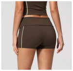 Quick Dry Contrast Color Yoga Shorts 2026 Tights Hip Lifting Workout Fitness Leggings High Waist Folded Running Athletic Shorts