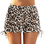 Beach Bathing Suit Women High Waist Bikini Bottoms Swim Briefs Drawstring Beach Shorts Solid Leopard Bikini Ruched Swim Bottoms