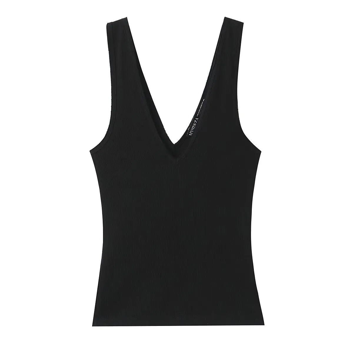 Women's Fashionable Casual V-neck Ribbed Top Multicolor Ribbed Deep V Neck Sleeveless Top Slim Fit Casual Top For Women ZEPW