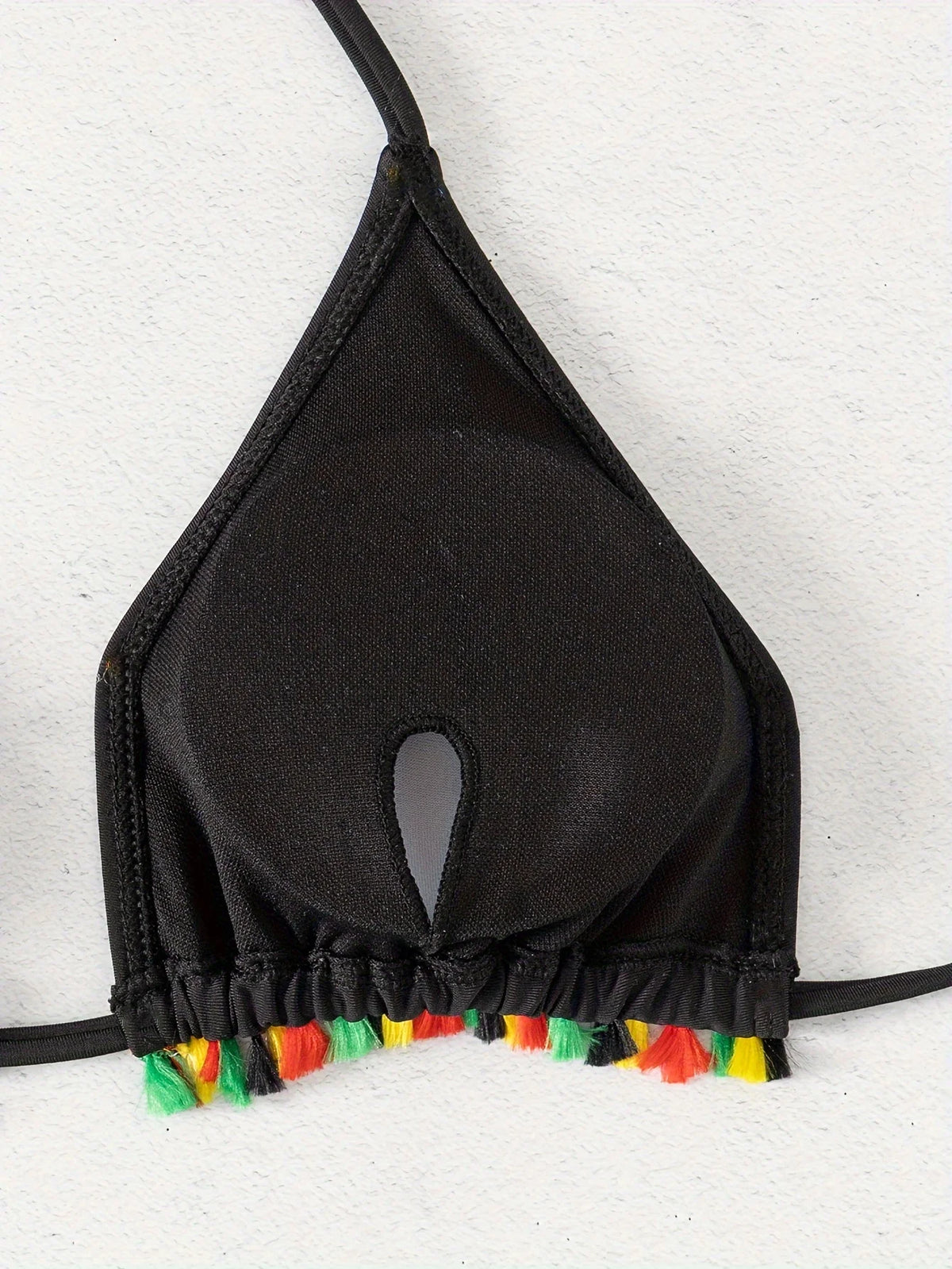 ZTVitality Tassel Trim Triangle Halter Tie Strap Backless 2024 New Arrival Padded Sexy Swimsuit Women Swimwear Summer Biquini