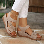 Womens Flower Wedge Sandals 2026 Summer PlatformChunky Heel Open Toe Beach Shoes