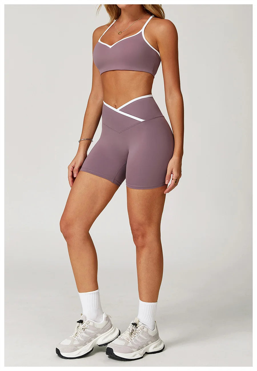 Sportswear Woman Gym Sports Bra Shorts Leggings 2 Piece Set Workout Naked Feeling Seamless Female Fitness Clothing Tracksuits