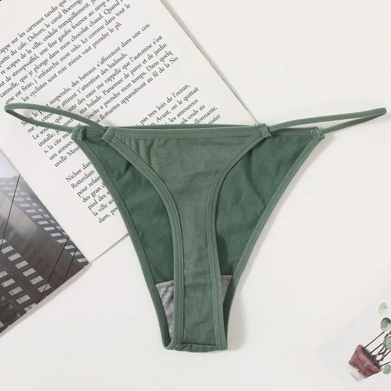 4Pcs/Set Women Panties Bikini G-String Seamless Underwear Sexy Lingerie Low Rise Solid Color T-back Female High Cut Panty
