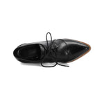 Snake Print Pumps Women Lace Up Brogue Shoes Pointed Toe Wedge Heels Deep Mouth Plus Size 40 41 42