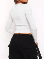 Women's Casual Solid Color Basic Slim Fit Long Sleeve T-Shirt Comfort O-Neck Crop Top Spring/Fall Streetwear
