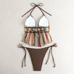 Sexy Striped Knitting Strings Bikini 2025 Women Swimsuit Female Swimwear Thong Bikinis Set Brazilian Beach Bathing Suit Biquini