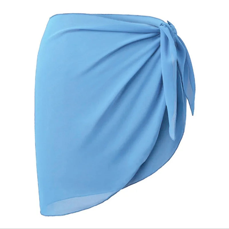 Summer Beach Swimwear Cover Up Wraps for Women Sexy See-Through Chiffon Wrap Skirts Sun Protection Bikini Cover Up Bathing Suits