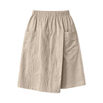 Women's Textured Wrap Skirt Shorts Solid Color Elastic Waist Midi Skort With Pocket Casual Loose Fit Layered A Line Summer Short