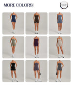 Womens Two Way Wear Bodysuit Sleeveless Yoga Stretch One Piece Romper Sexy Fitness Side Pockets Sportwears Bodysuit
