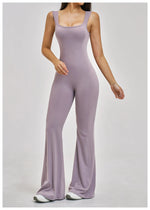 Slimming Yoga Jumpsuits Women Hollow Out Ruffles Backless Sportswear Fitness Back Hip-Lifting Leggings One-Piece Gym Bodysuits