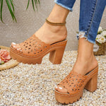 Women'SHeel Slip Thick Soled High Heel Casual Shoes Heels Sandals Womenslarge size35-43