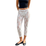 Women Summer Sheer Lace Capris Elastic High Waist Bodycon Cropped Pants Bottoms Sexy Club Beach Cover-ups Leggings