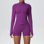 Women's Seamless Yoga Set Slim Fit Breathable High Elasticity Zipper Sports Set Outdoor Leisure Running Fitness Set