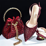 Doershow charming Shoes And Bag Matching Set With silver Hot Selling Women Italian Shoes And Bag Set For Party Wedding!HAB1-9
