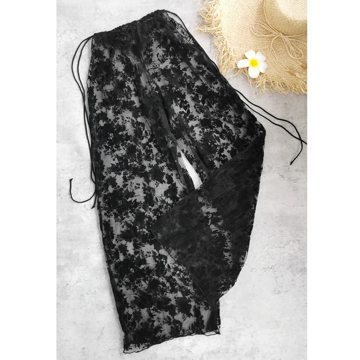 Sexy Black Lace Long Pants 3 Piece Bikini Set Women Push Up Bra Bandage Triangle Swimsuit Beach Bathing Suit Holiday Swimwear