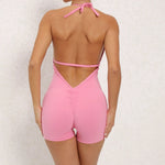 Women's High Elasticity One-Piece Fitness Jumpsuit - Tight Peach Hip Jumpsuit & Air Back Yoga Pants for Workout Gym Running