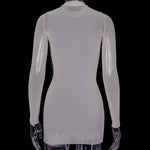 Women Mesh Dress Spring Autumn Sexy Sheer Mesh Long Sleeve Package Hip Sheath Dress Lady Sexy Club Body Wrap Mini Short Vestidos