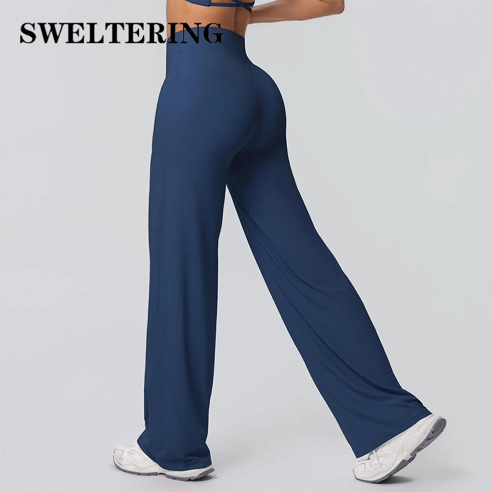 High Waist Wide Leg Yoga Pants Leggings Women Sports Fitness Bell-bottoms Female High Elastic Push Up Gym Workout Flared Pants