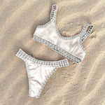 Crochet Bikini 2025 Bandeau Biquini Women Sexy Swimsuit Female Push Up Swimwear Solid Patchwork Bathing Suit Handhook Beachwear