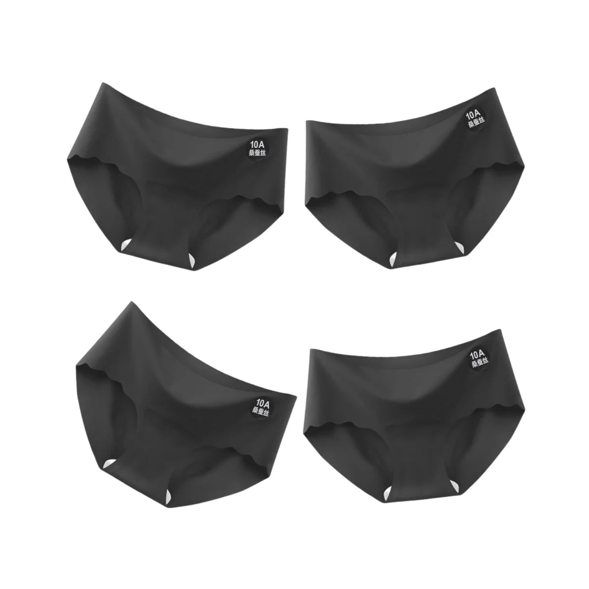 4Pcs/Set Ice Silk Panties Women Low-Waist Stretch Briefs Female Underpants Sexy Lingerie Solid Color Invisible Intimates M-XL