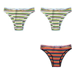 3Pcs/Set Cotton Panties For Women Colorful Striped Underwear Low Waist Briefs Breathable Underpants Female Sexy Lingerie M-XXL