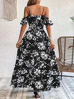 New Summer Women Print Dress 2025 Fashion ElegantVacation Party Short Sleeve Slim V-neck Slit Long Dresses Vestidos Para Mujer