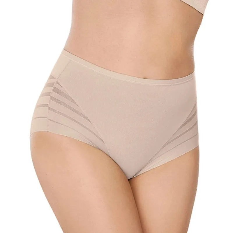 3Pcs/Set Women Panties High Waist Briefs Tummy Control Mesh Elastic Shapewear Ice Silk Female Seamless Underwear Sexy Lingerie