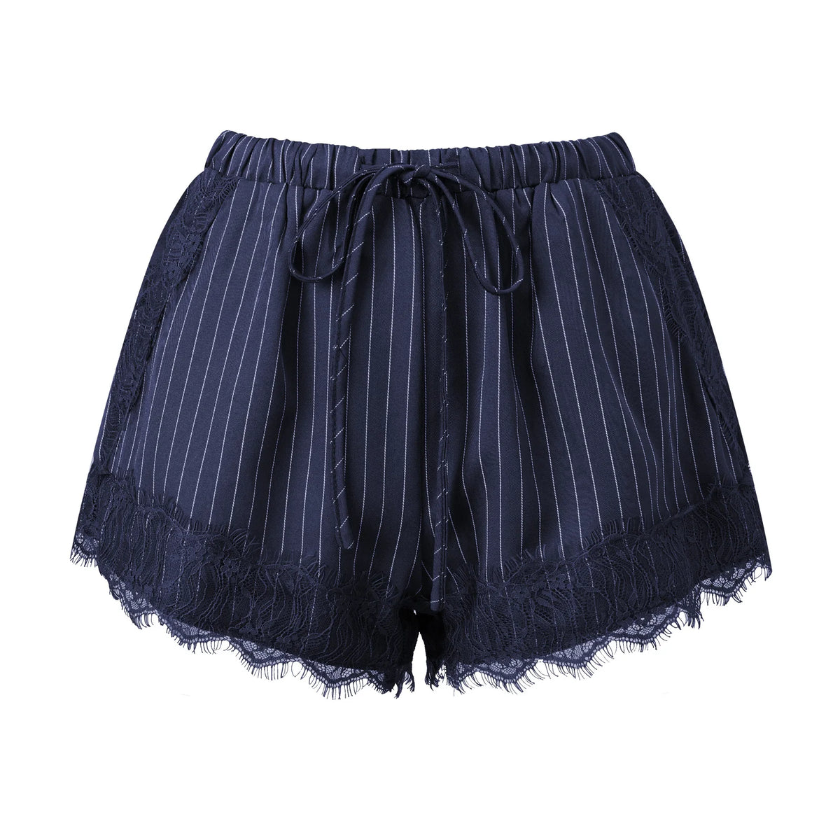 Women's Summer Shorts Elastic Waist Striped Lace Hem Loose Shorts with Pockets Fashion Daily Out Going Lounge Short Pants