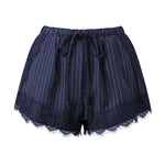 Women's Summer Shorts Elastic Waist Striped Lace Hem Loose Shorts with Pockets Fashion Daily Out Going Lounge Short Pants