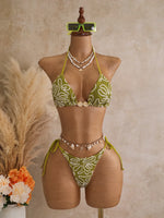 Vintage Pink Mesh Skirt 3 Piece Bikini Set Women Stone Strap Push Up Bra Triangle Swimsuit Holiday Bathing Suit Swimwear 2026