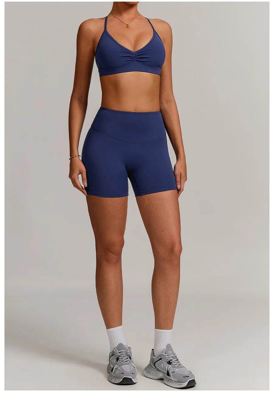Women 2PCS Yoga Suit Sports Gym Set Tracksuit Workout Long Sleeve Shirt Fitness Flared leggings Short sleeve shorts running suit