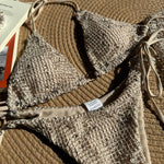 With Fishnet Sarong Skirt Halter Micro Bikini Women Swimwear Female Swimsuit Three-pieces Bikini Set Bathing Suit Swim Beachwear
