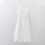 Foridol White One Shoulder Autumn Cotton Dress Women Winter Casual Dress Vestidos Maxi New Embroidery Boho Beach Dress Holiday