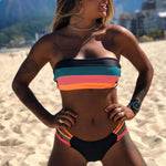 Bikini Swimwear Push-Up Bikinis Sets Colored Stripes Women Bra Padded Beachwear Bathing Suit New 2 Piece Swimsuit 2025 Biquini